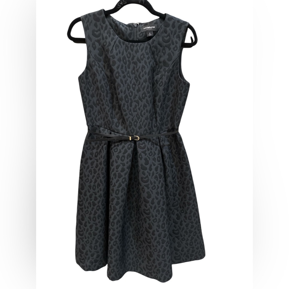 Liz Claiborne Career Black Leopard Print Lined Dress Size‎ 6